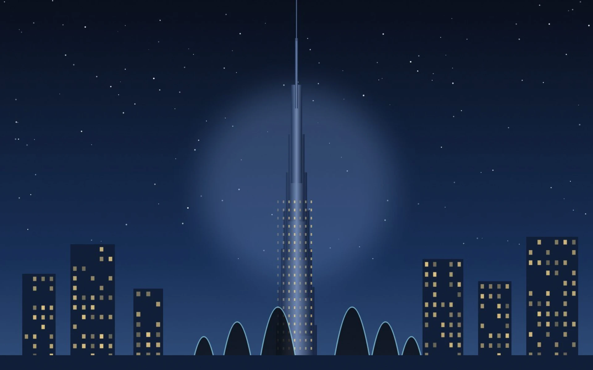 Burj Khalifa illuminated against the Dubai night sky
